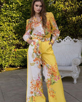 Artwork flowers yellow and white Print Set - Palazzo Couture Online
