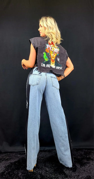 Women's Black jeans stylish style back view