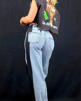 Athleisure Fusion Jeans (Black) close up of stylish fabric and construction detail