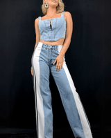 Athleisure Fusion Jeans (White) - Palazzo Couture Online