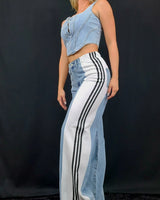 Athleisure Fusion Jeans (White) close up of stylish fabric and construction detail