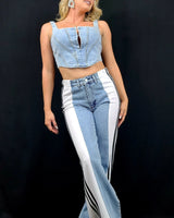 Athleisure Fusion Jeans (White) side view showing jeans leg shape and fit