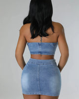 Women's Denim skirt set denim style back view