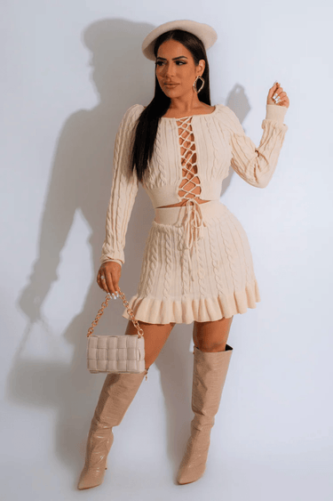 Attract Me Knitted Skirt Set - Palazzo Couture Online
