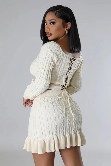 Women's  skirt set high waist style back view