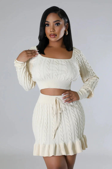 Elegant  high waist two piece skirt set styled for going out