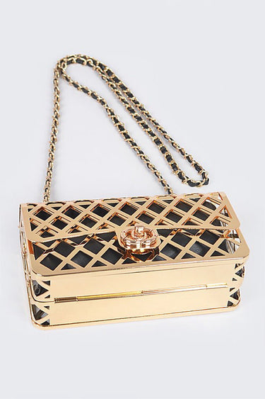 Metal Lattice Clutch with Pouch | Palazzo Couture