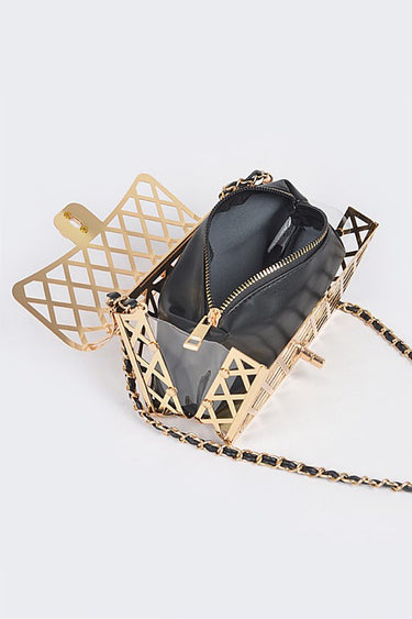 Metal Lattice Clutch with Pouch | Palazzo Couture