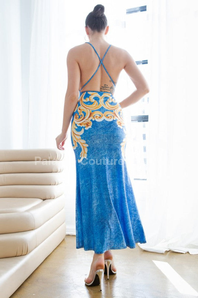 Azure Elegance Maxi Dress