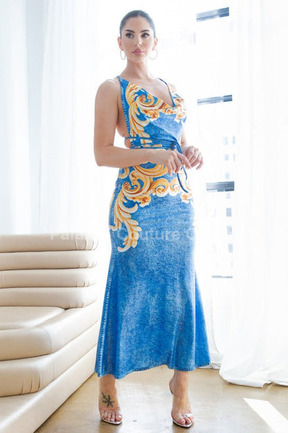 Azure Elegance Maxi Dress Small / Blue