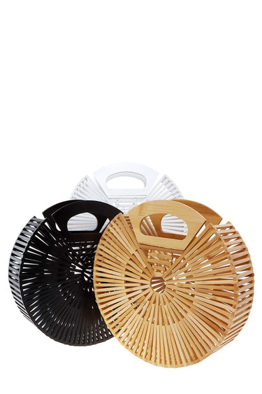 Bamboo Ark Hand Round Clutch (Black) - Palazzo Couture Online