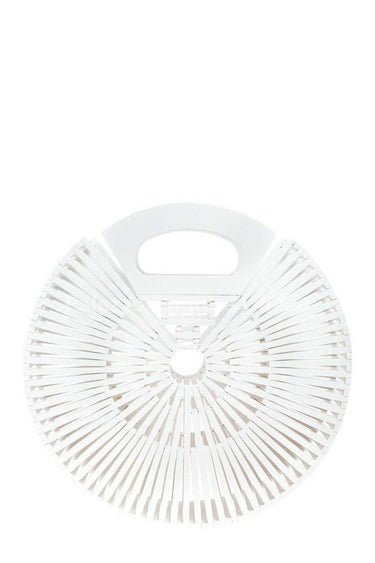Bamboo Ark Hand Round Clutch (White) - Palazzo Couture Online