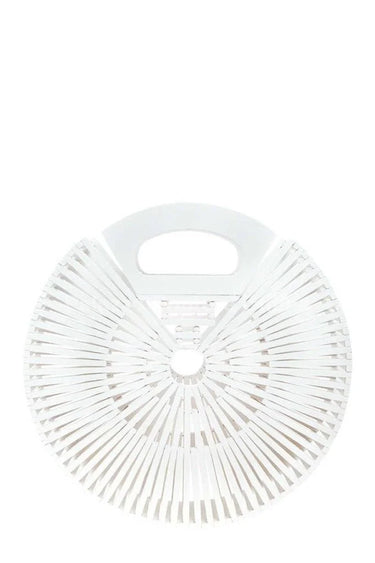 Bamboo Ark Hand Round Clutch (White) for women - bag by Palazzo Couture