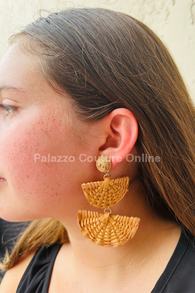 Bamboo Fan Earrings (Natural) One Size / Natural