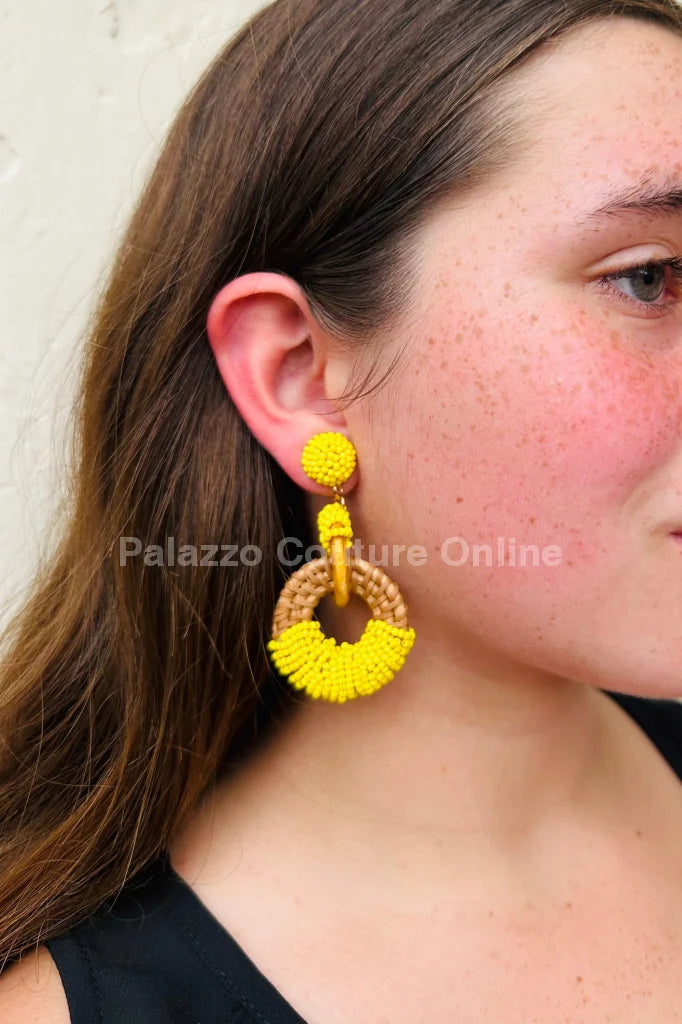 Bamboo Rings Earrings (Yellow) One Size / Yellow