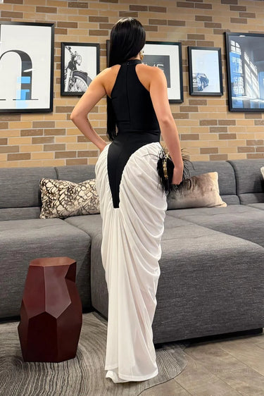 Women's White maxi dress bandage style back view