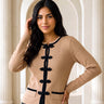 Barichara Frog-Button Knit Cardigan – Beige | Palazzo Couture