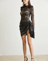 Women's Black mini dress lace style back view