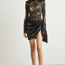 Baroque Beauty Lace Mini Dress (Black) close up detail of lace design