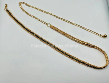 Bary Twisted Chain Belt (Green) - elegant belt accessory by Palazzo Couture