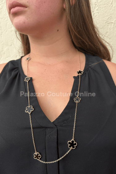 Be Loyal Long Necklace 36” (Black) - Palazzo Couture Online
