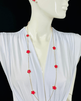 Fuchsia long necklace 36″ – Be Loyal Long Necklace full length on white background