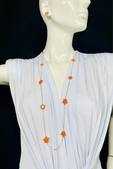 Be Loyal Long Necklace 36” (Orange) - Palazzo Couture Online