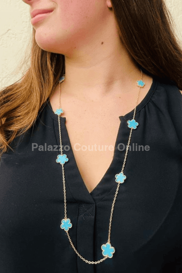 Be Loyal Long Necklace 36” (Turquoise) - Palazzo Couture Online
