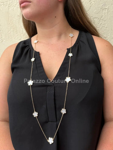 Be Loyal Long Necklace 36” (White) - Palazzo Couture Online