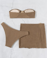 Beach Summer 3 - Piece Bikini Set - Mocha - Palazzo Couture Online