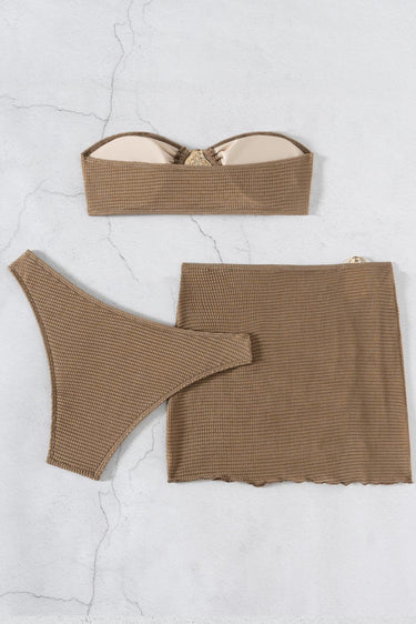 Beach Summer 3 - Piece Bikini Set - Mocha - Palazzo Couture Online