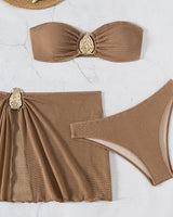 Beach Summer 3 - Piece Bikini Set - Mocha - Palazzo Couture Online