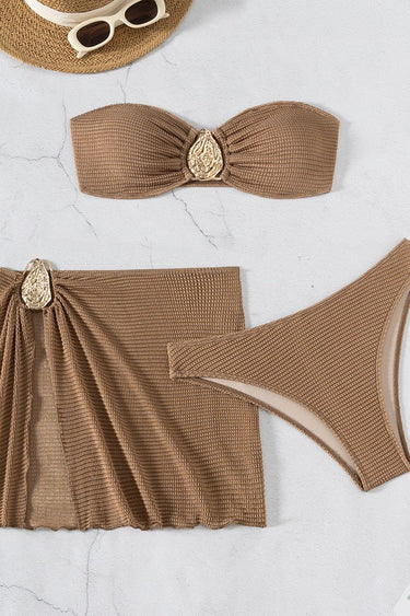 Beach Summer 3 - Piece Bikini Set - Mocha - Palazzo Couture Online
