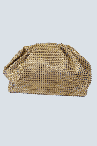 Light-Gold beaded clutch with gold chain strap