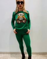 Bearlicious Green Pant Set – Teddy Knit Two-Piece Outfit front view showing complete two piece pant set