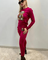 Bearlicious Pant Set (Magenta) front view showing complete two piece pant set