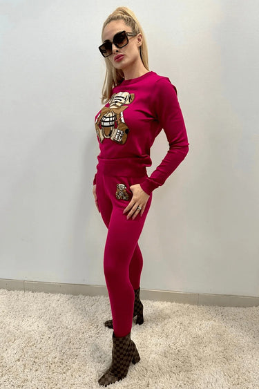 Bearlicious Pant Set (Magenta) front view showing complete two piece pant set