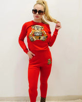 Bearlicious Red Pant Set – Teddy Knit Two-Piece Outfit side view showing pants silhouette and fit