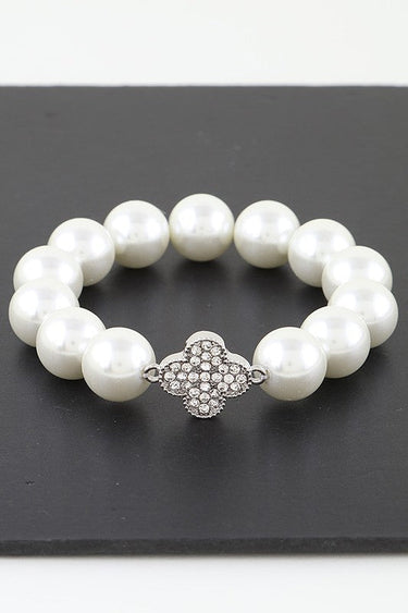 Bejeweled Clover Pearl Bracelet - Palazzo Couture Online