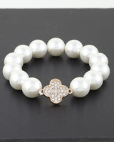 Bejeweled Clover Pearl Bracelet - Palazzo Couture Online