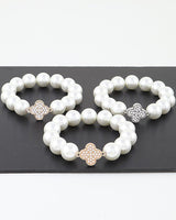 Bejeweled Clover Pearl Bracelet - Palazzo Couture Online