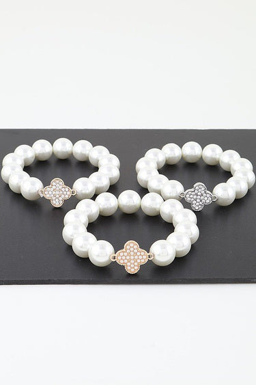 Bejeweled Clover Pearl Bracelet - Palazzo Couture Online