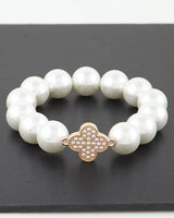 Bejeweled Clover Pearl Bracelet - chic women's accessory