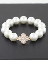Bejeweled Clover Pearl Bracelet - stylish accessory for every outfit
