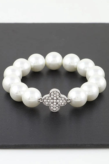 Bejeweled Clover Pearl Bracelet - elegant piece by Palazzo Couture