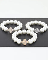 Bejeweled Clover Pearl Bracelet for women - fashion jewelry by Palazzo Couture