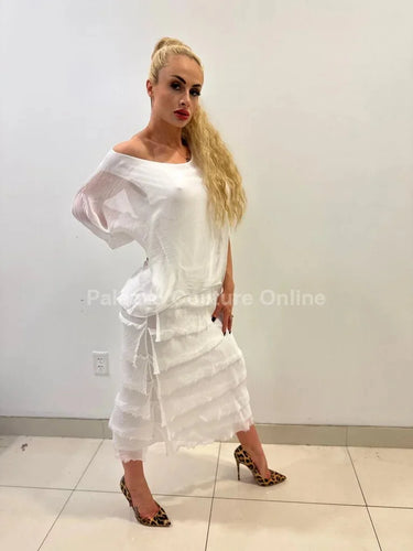 Women's White maxi dress elegant style back view