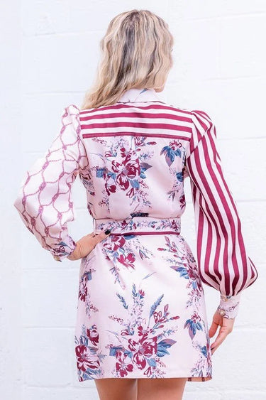 Women's The Opulent Enigma Belted mini dress elegant style back view