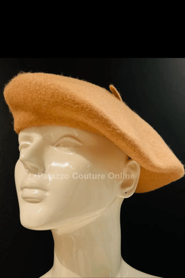New York Camel Beret – Classic Wool Blend Hat - front view