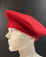 New York Burgundy Beret – Classic Wool Blend Hat - front view